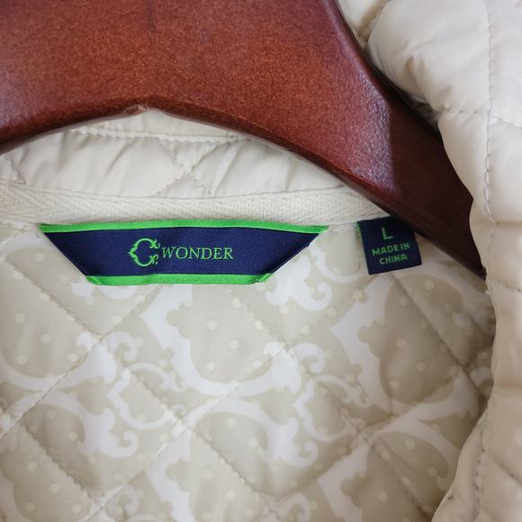 Wonder Womens Jacket Sz 24 White Puff Teddy Quilted Collared Winter Long Sleeve - Picture 10 of 10